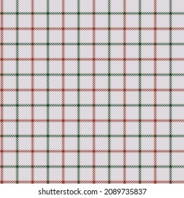 Plaid seamless pattern. White, green, red  background checkered. Tartan cage abstract texture. Vector graphics printing on fabric, shirt, textile, curtain and tablecloth.