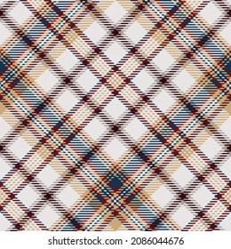 Plaid seamless pattern. White, yellow, blue, red background checkered. Tartan cage abstract texture. Vector graphics printing on fabric, shirt, textile, curtain and tablecloth.