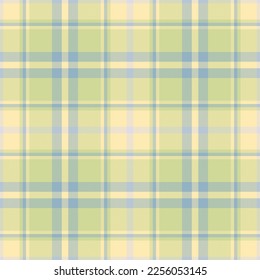 Plaid seamless pattern in yellow. Check fabric texture. Vector textile print design.