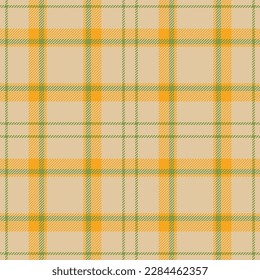 Plaid seamless pattern in yellow. Check fabric texture. Vector textile print design.