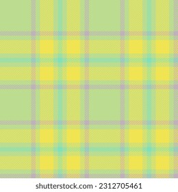 Plaid seamless pattern in yellow. Check fabric texture. Vector textile print design.