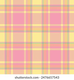 Plaid seamless pattern in yellow. Check fabric texture. Vector textile print.