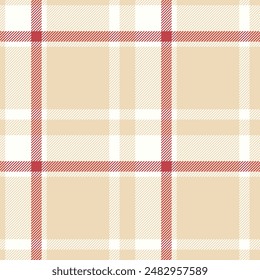 Plaid seamless pattern in yellow. Check fabric texture. Vector textile print.