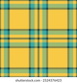 Patrón de cuadros sin costuras en amarillo. Revisa la textura de la tela. Vector textil estampado.