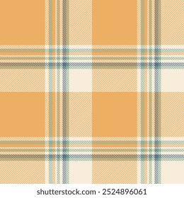 Padrão sem costura xadrez em amarelo. Verifique a textura do tecido. Impressão têxtil vetorial.
