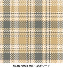 Plaid seamless pattern. Yellow, gray, background checkered. Tartan cage abstract texture. Vector graphics printing on fabric, shirt, textile, curtain and tablecloth.