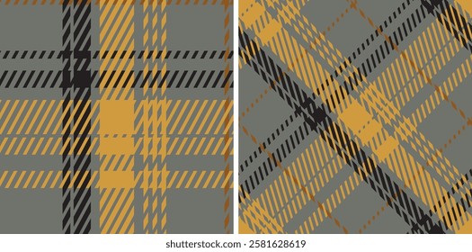 Plaid seamless set pattern. Colored straight and oblique scottish cage texture. Fashionable checkered wallpaper. Printing on fabric, shirt, textile, curtain and tablecloth. Vector.