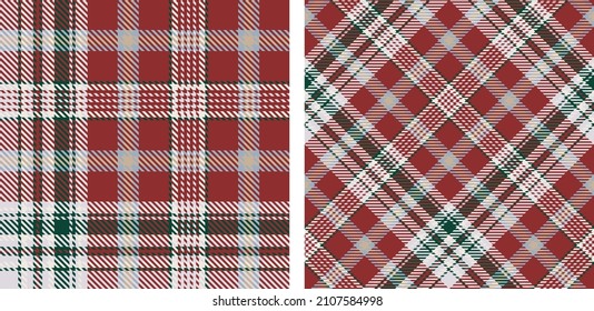 Plaid seamless set pattern. Red, white, gray, yellow background checkered. Tartan cage abstract texture. Vector graphics printing on fabric, shirt, textile, curtain and tablecloth.
