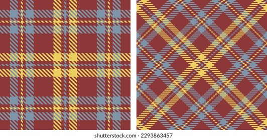 Plaid seamless set pattern. Red, blue, yellow, black background checkered. Tartan cage abstract textured. Vector graphics printing on fabric, shirt, textile, curtain and tablecloth.