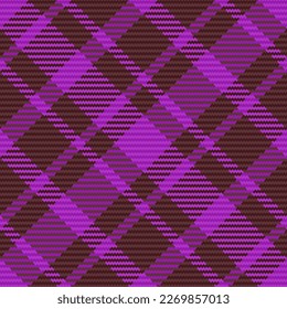 Plaid seamless textile. Texture background vector. Fabric tartan pattern check in dark and violet colors.