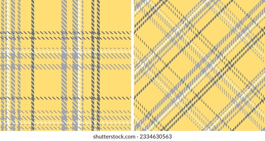Plaid seamless vector pattern set. Colored straight and oblique scottish cage texture. Fashionable checkered wallpaper. Printing on fabric, shirt, textile, curtain and tablecloth. Vector.