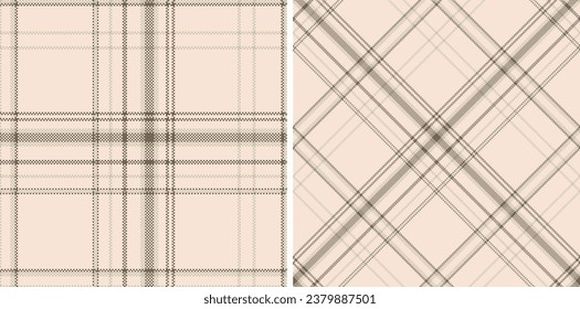 Plaid seamless vector pattern set. Color straight and oblique scottish cage pixel texture. Fashionable checkered wallpaper. Printing on fabric, shirt, textile, curtain and tablecloth. Vector.