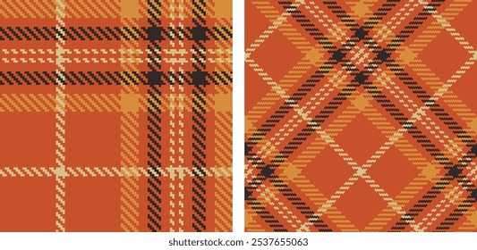 Plaid seamless vector pattern set. Color straight and oblique scottish cage pixel texture. Fashionable checkered wallpaper. Printing on fabric, shirt, textile, curtain and tablecloth. Vector.