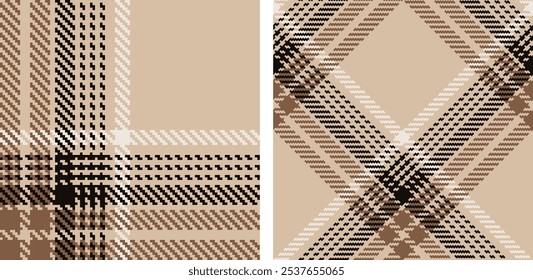 Plaid seamless vector pattern set. Color straight and oblique scottish cage pixel texture. Fashionable checkered wallpaper. Printing on fabric, shirt, textile, curtain and tablecloth. Vector.