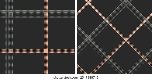 Conjunto de patrón de Vector inconsútil a cuadros. Color recto y oblicua textura de píxel de jaula escocesa. Fondo de pantalla a cuadros de moda. Impresión en tela, camisa, textil, cortina y mantel. Vector.