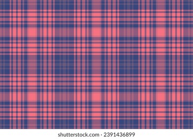 Plaid seamless vector of tartan textile background with a check pattern fabric texture in red and blue colors.