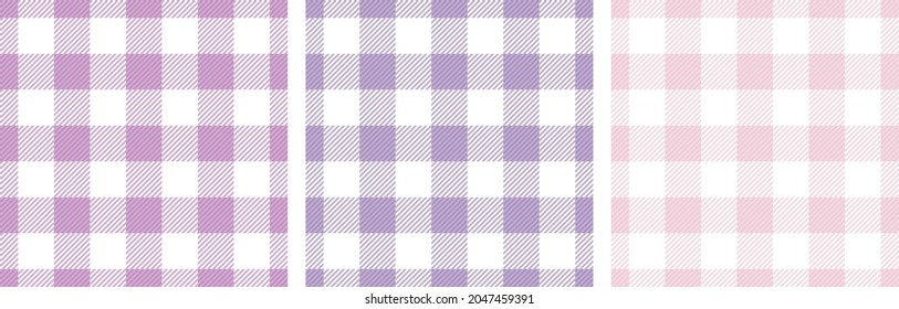 Plaid shirt crossed lines organic seamless paterns vector set. Plaid tartan woven fabric print for pyjamas. Crossed lines blanket wallpaper.
