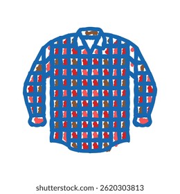 plaid shirt hipster retro doodle icon sketch vector. plaid shirt hipster retro sign. isolated symbol illustration