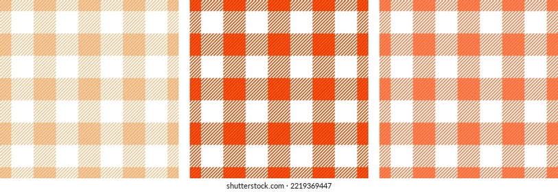Plaid shirt stripes cells retro seamless paterns vector set. Gingham tartan flannel textile print for scarf. Crossed lines menswear texture.