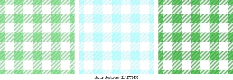 Plaid shirt stripes cells vintage seamless paterns vector set. Gingham tartan flannel textile print for table cloth. Crossed lines lumberjack texture.