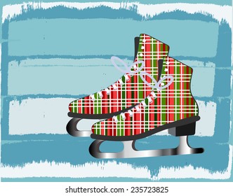 Patines colocados sobre fondo helado 