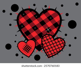 Plaid Spiked Hearts Pattern Design