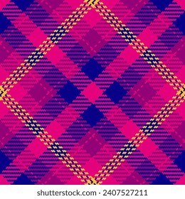 Plaid tartan background of check texture textile with a pattern seamless vector fabric in mexican pink and pink colors.