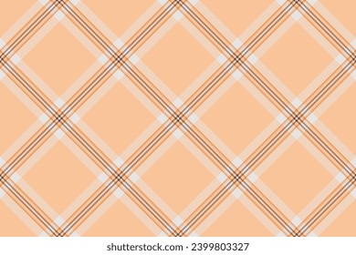 Plaid tartan check of background pattern vector with a fabric seamless textile texture in orange and white colors.