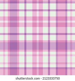 Plaid tartan checkered seamless pattern in pink and purple. Great for fabric, textile, tablecloth and fashion print. 