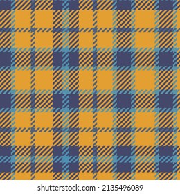Plaid tartan checkered seamless pattern in orange and blue. Great for textile, fabric, skirts and flannel shirts 
