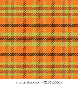 Plaid Tartan Checkered Seamless Pattern In Orange, Brown And Yellow With Twill Texture. For Autumn And Thanksgiving Fabric, Textile , Flannel Shirts And Skirts