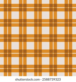 Plaid tartan checkered seamless pattern. Classic traditional fabric texture for winter cozy warm apparel design. Lumberjack yellow print for outdoor craft decoration.