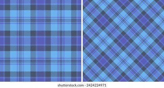Plaid tartan fabric of background texture seamless with a check textile pattern vector set in sea colors.