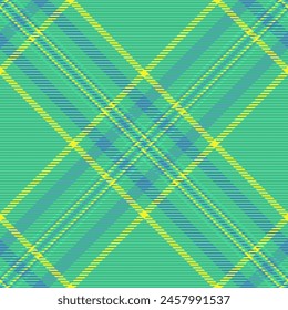 Plaid tartan pattern of check seamless textile with a vector texture background fabric in mint and cyan colors.