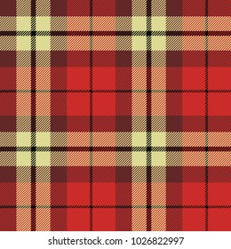 Plaid (tartan) pattern. Red, brown, beige and black stripes. Scottish, lumberjack and hipster fashion style.