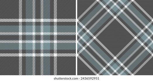 Plaid tartan pattern of seamless texture textile with a vector check fabric background set in winter colors.