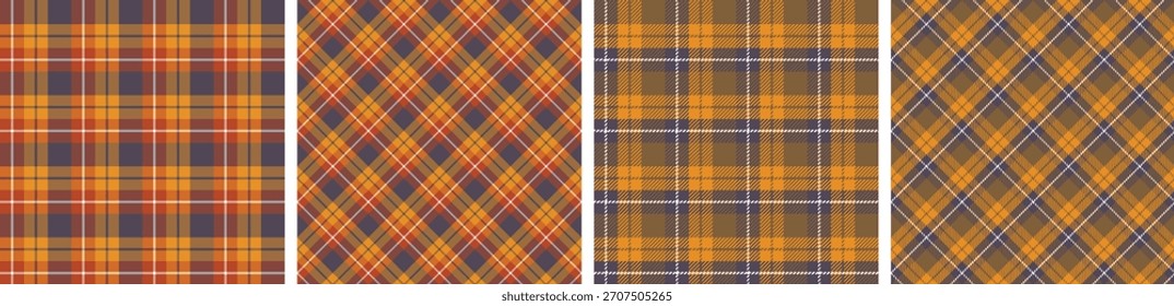 Conjunto de patrón de tartán y cuadros. Fondo de textura de tela a cuadros.