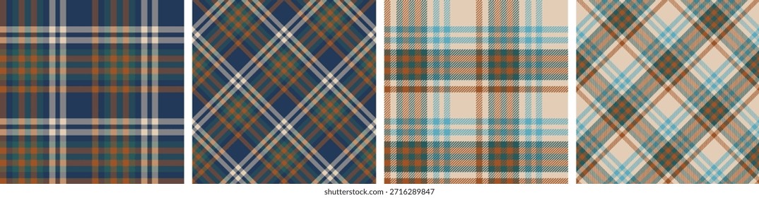 Conjunto de patrón de tartán y cuadros. Fondo de textura de tela a cuadros.