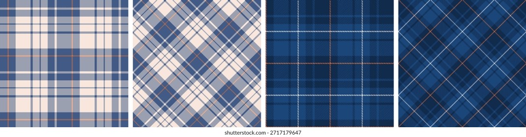 Conjunto de patrón de tartán y cuadros. Fondo de textura de tela a cuadros.