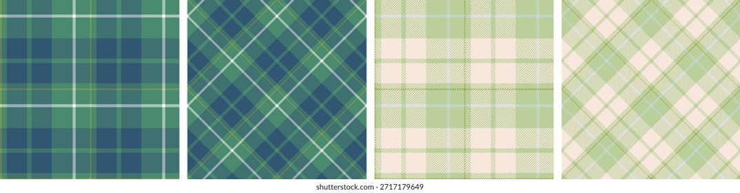 Conjunto de patrón de tartán y cuadros. Fondo de textura de tela a cuadros.