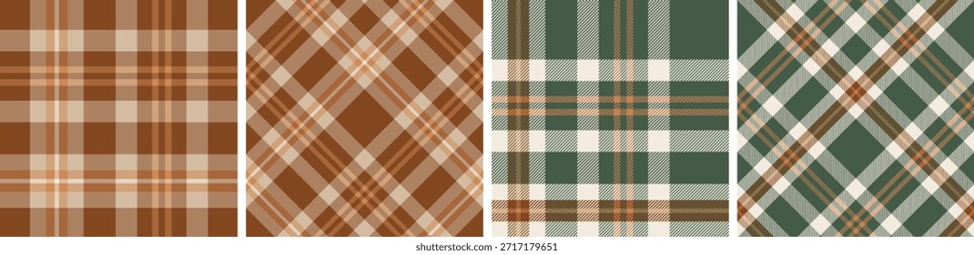 Conjunto de patrón de tartán y cuadros. Fondo de textura de tela a cuadros.