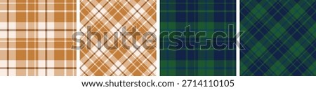 plaid and tartan pattern set.checkered fabric texture background.