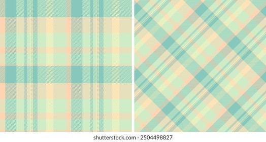 Plaid tartan pattern of textile texture vector with a seamless fabric background check. Set in light colours. Fashion design sample ideas.