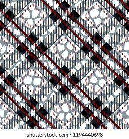 Plaid, tartan seamless with Crocodile Skin Pattern Leather. Crocodile. Skin. Wallpaper. Background. Monochrome. Paper. Textile. Fashion. Ebdless. Smooth. Graphic. Snake