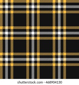 Plaid (tartan) Seamless Pattern. Black, Yellow And White Color.