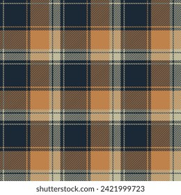 Plaid (tartan) seamless pattern. Gold, navy blue and khaki stripes. Scottish, lumberjack and hipster fashion style.