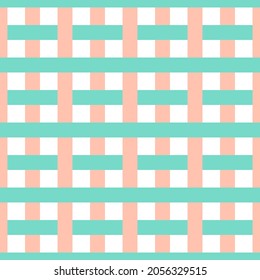 Plaid or Tartan seamless pattern, green and orange pastel color.
