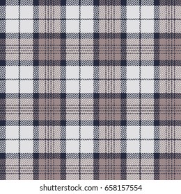 Plaid (tartan) seamless pattern. Light brown, white and blue color. Scottish, lumberjack and hipster fashion style.