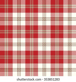 Plaid (tartan) seamless pattern. Red, white, gray and brown color.