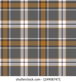 Plaid (tartan) seamless pattern. Yellow, black, gray and white color. Scottish, lumberjack and hipster fashion style.